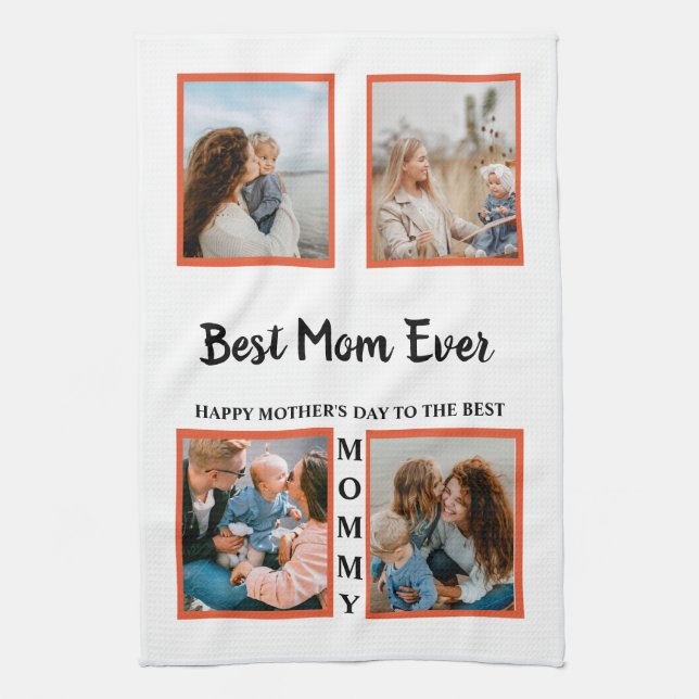 Mother's day photo display collage for mum tea towel (Vertical)