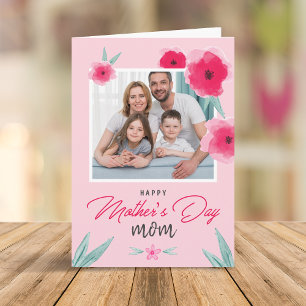 Mother's Day Photo Floral Pink Greeting Card