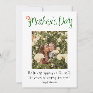 Mother's Day Photo Flowers Appear Bible Christian Holiday Card