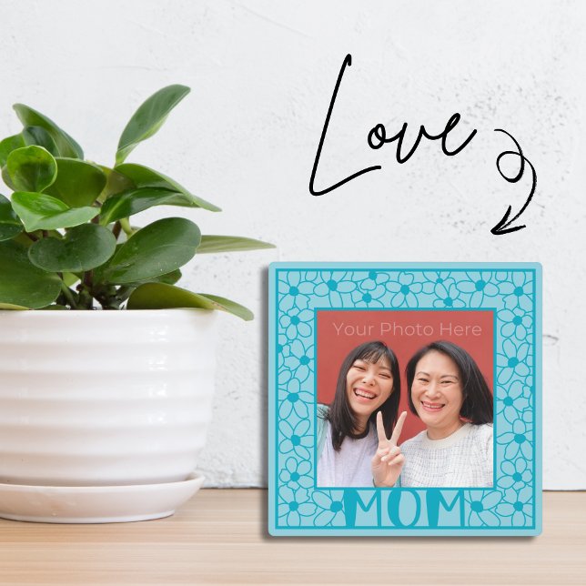 Mother's Day Photo Gift From Adult Daughter  Plaque (Cute green photo plaque with your photo is a Mother's Day gift she will cherish every day!)