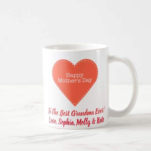 Mother's Day Photo Grandma Best Ever Cute Heart Coffee Mug (Right)
