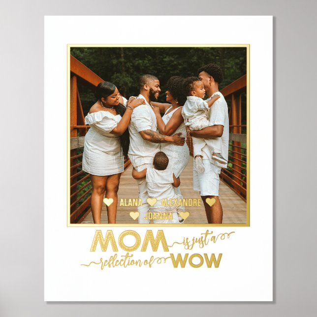 Mother's Day Photo, Modern Script Text Gold Silver Foil Prints (Front)