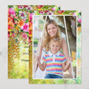 Mother's Day Photo Watercolor Country Garden Name Holiday Card