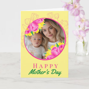 Mother's Day Photo & Watercolor Tulips  Card