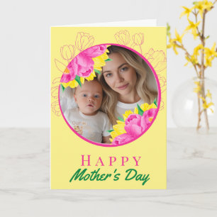 Mother's Day Photo & Watercolor Tulips  Card