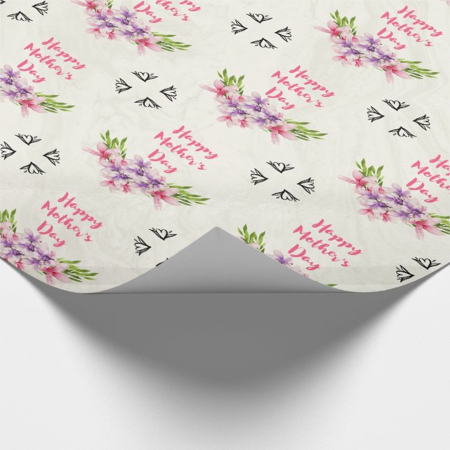 Mother's Day Pink and Purple Watercolor Magnolias Wrapping Paper (Corner)