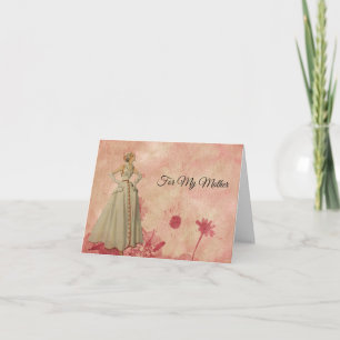 Mother's Day Pink Floral Abstract Vintage Woman Holiday Card