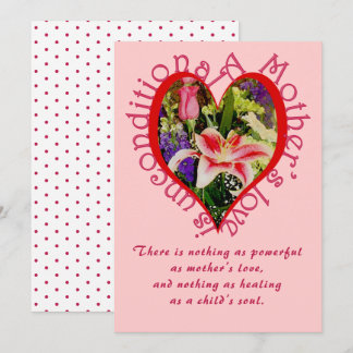Mother's Day Pink Floral Love Unconditional Poem Holiday Card