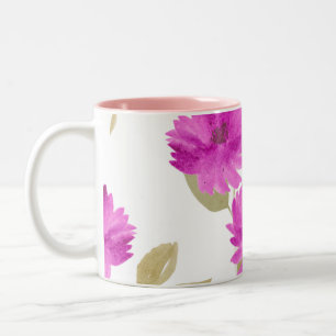 Mother's Day pink floral print & pink inside mug