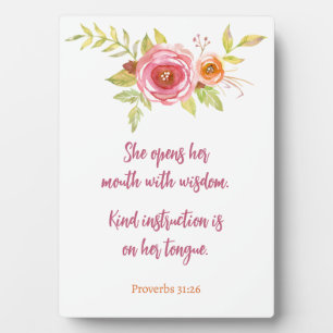 Mother's Day Pink Floral Proverbs Scripture Plaque