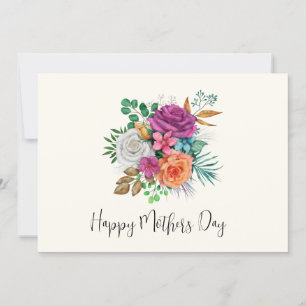 Mother's Day Pink, Orange & White Roses  Card