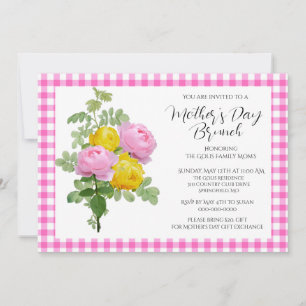  Mother's Day Pink Roses Brunch  Invitation