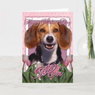 Mothers Day - Pink Tulips - Beagle Card