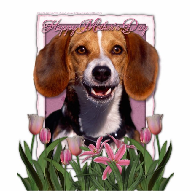 Mothers Day - Pink Tulips - Beagle Standing Photo Sculpture (Front)