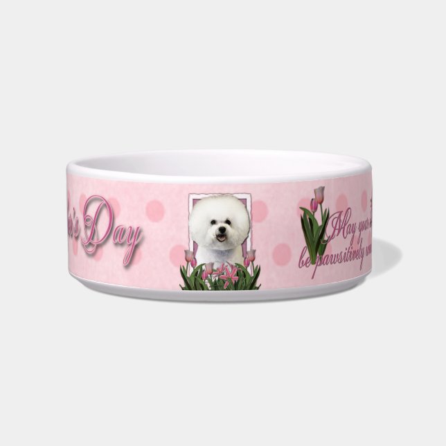 Mothers Day - Pink Tulips - Bichon Frise Bowl (Front)