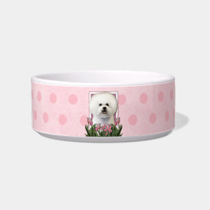 Mothers Day - Pink Tulips - Bichon Frise Bowl