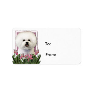 Mothers Day - Pink Tulips - Bichon Frise Label