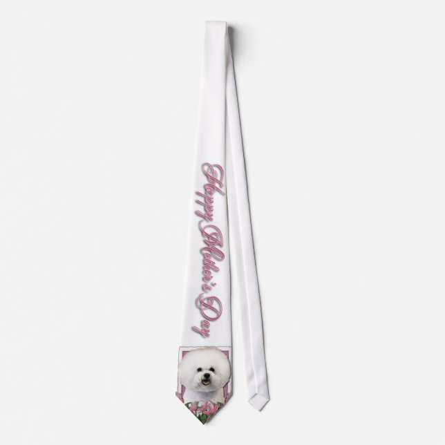 Mothers Day - Pink Tulips - Bichon Frise Tie (Front)