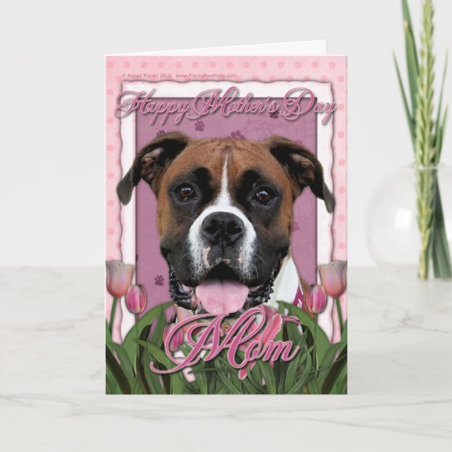 Mothers Day - Pink Tulips - Boxer - Vindy Card (Front)