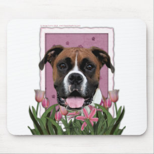 Mothers Day - Pink Tulips - Boxer - Vindy Mouse Mat