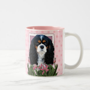 Mothers Day - Pink Tulips - Cavalier - Tri-Colour Two-Tone Coffee Mug