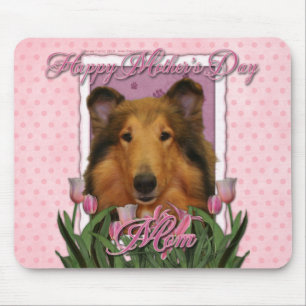 Mothers Day - Pink Tulips - Collie - Natalie Mouse Mat