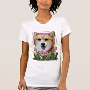 Mothers Day - Pink Tulips - Corgi - Owen T-Shirt