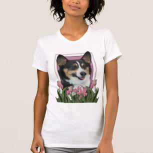 Mothers Day - Pink Tulips - Corgi T-Shirt