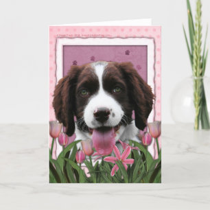 Mothers Day - Pink Tulips English Springer Spaniel Card