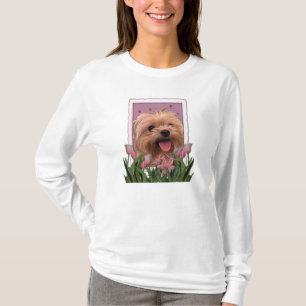 Mothers Day - Pink Tulips - Morkie - Lacey T-Shirt