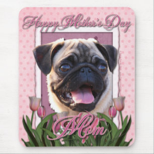 Mothers Day - Pink Tulips - Pug Mouse Mat