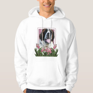 Mothers Day - Pink Tulips - Saint Bernard - Mae Hoodie