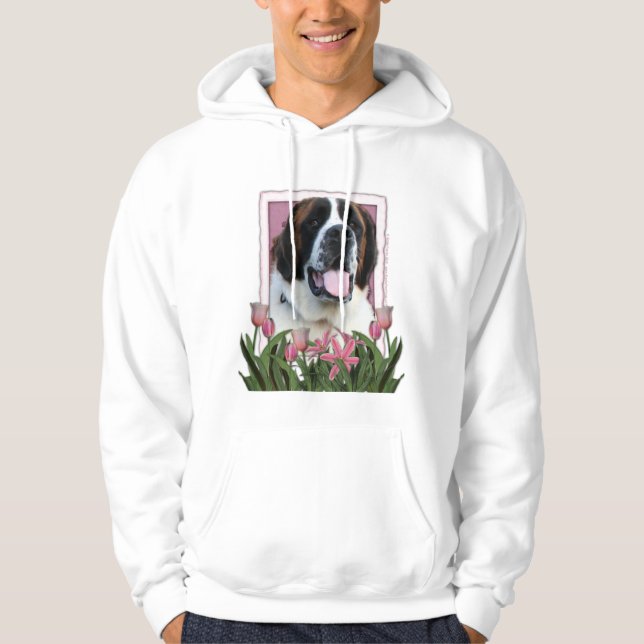 Mothers Day - Pink Tulips - Saint Bernard - Mae Hoodie (Front)