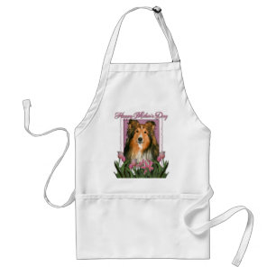 Mothers Day - Pink Tulips - Sheltie Standard Apron
