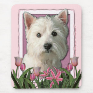 Mothers Day - Pink Tulips - West Highland Terrier Mouse Mat