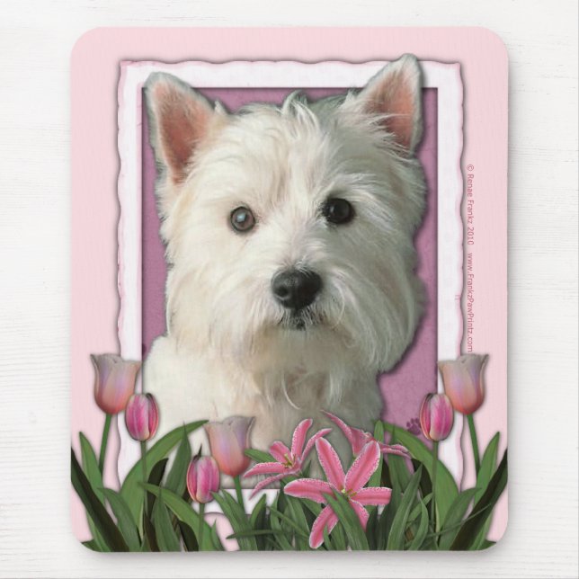 Mothers Day - Pink Tulips - West Highland Terrier Mouse Mat (Front)