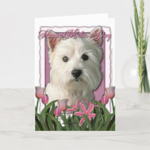 Mothers Day - Pink Tulips - Westie Card