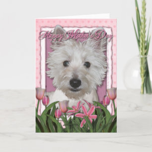 Mothers Day - Pink Tulips - Westie Card