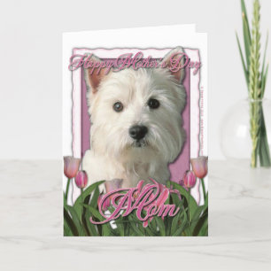 Mothers Day - Pink Tulips - Westie Card
