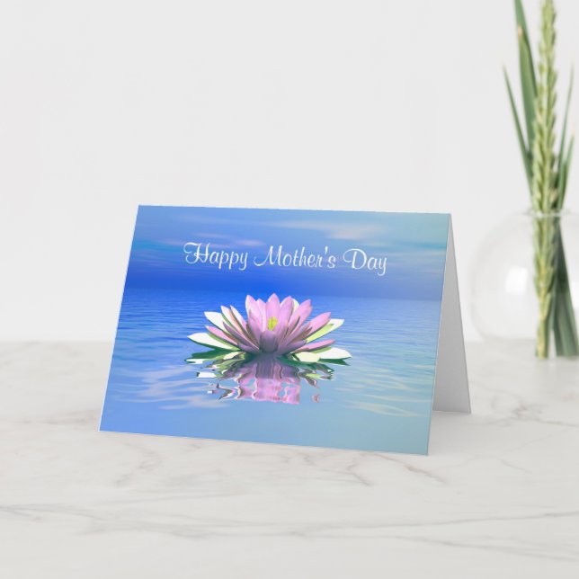 Mother's Day Pink Water Lily Card (Front)