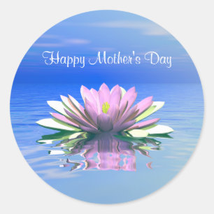 Mother's Day Pink Water Lily Classic Round Sticker