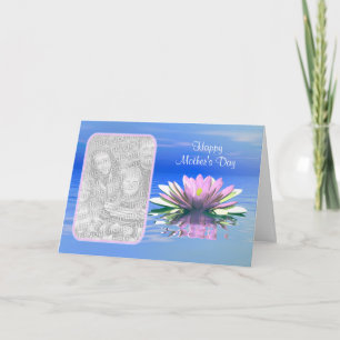 Mother's Day Pink Water Lily (photo frame) Card