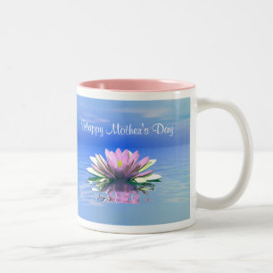 Mother's Day Pink Water Lily Two-Tone Coffee Mug