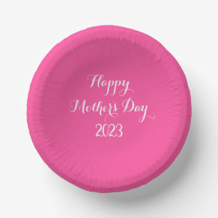 Mother's Day Pink White Custom Color Cute 2023 Paper Plate