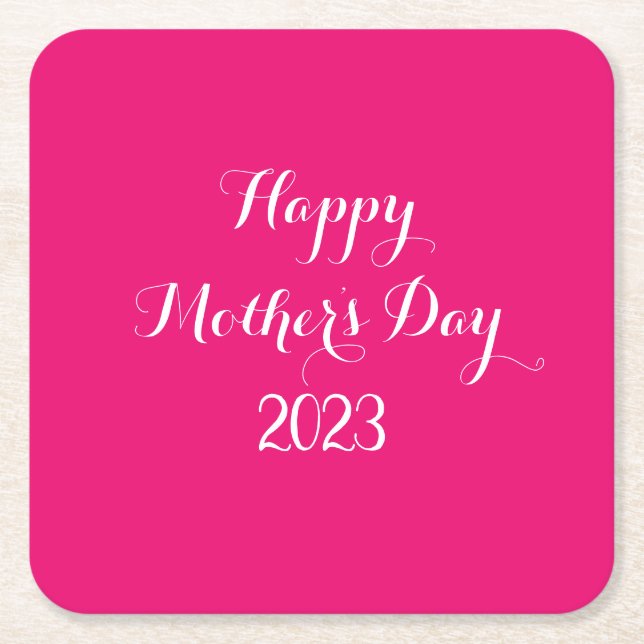 Mother's Day Pink White Custom Colour Colourful Cu Square Paper Coaster (Front)