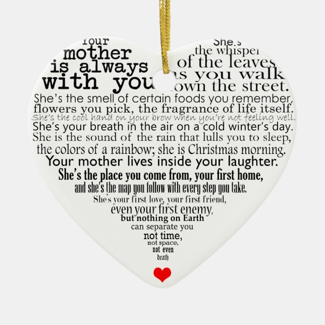 Mother's day poem ceramic tree decoration (Front)