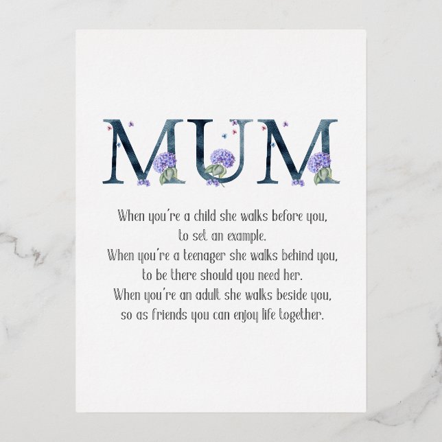 Mother's Day Poem Foil Holiday Postcard (Front)