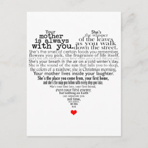 Mother's day poem postcard