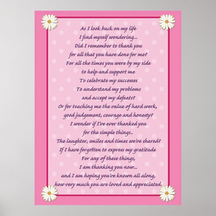 Mother's Day Poem Poster | Zazzle.co.uk