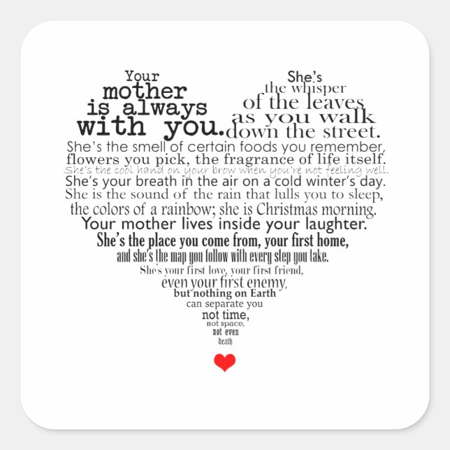 Mother's day poem square sticker (Front)